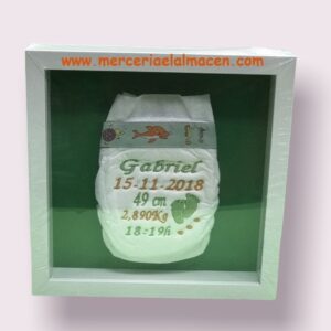 Pañal Personalizado Verde con Naranja